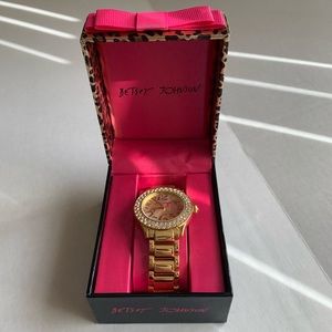 Betsey Johnson Crystal Gold Plated Quartz Watch